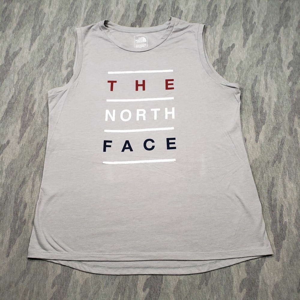 North Face Gray Tank Top with Red, White, and Black Accents size XL like New